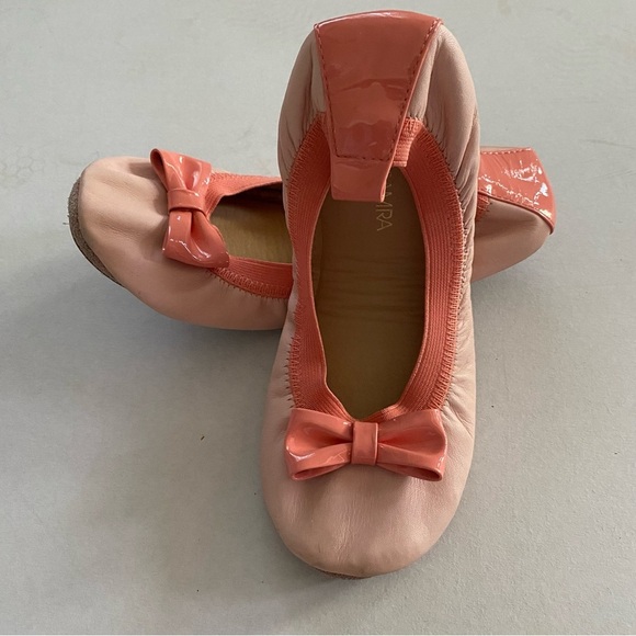 Yosi Samra Girl’s Powder Pink Sugar Melon Bow Ballet Flats - Picture 4 of 8